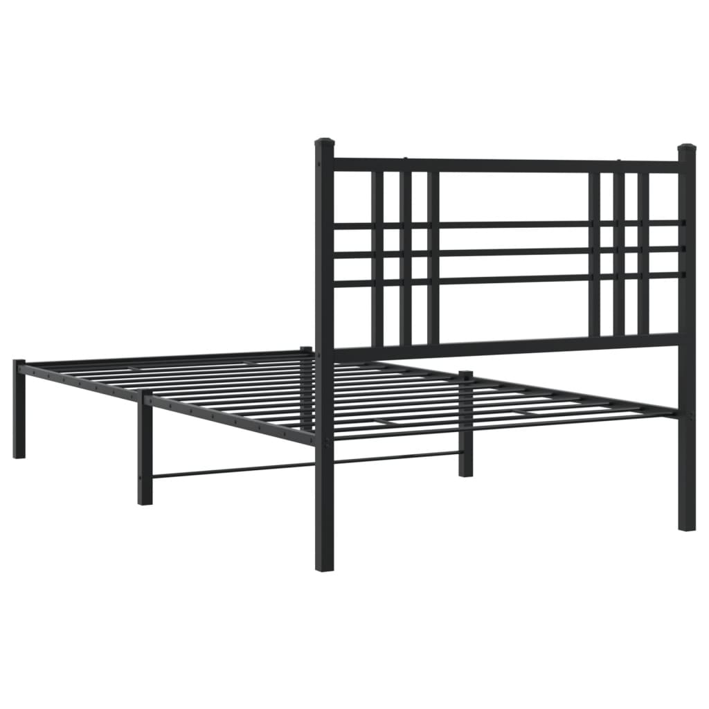  Kovový rám postele s čelom čierny 90x200 cm