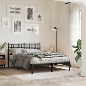 Kovinski posteljni okvir z vzglavjem črn 120x190 cm