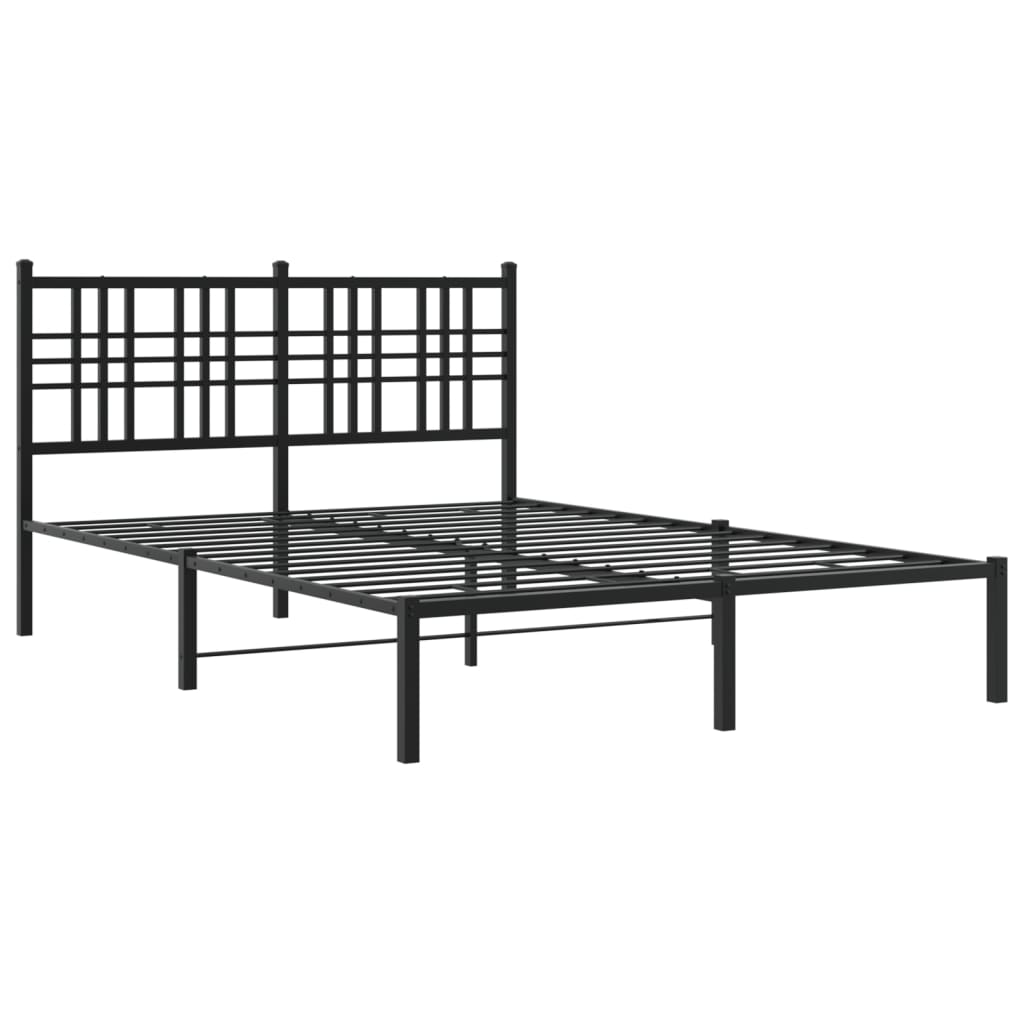 vidaXL Bedframe met hoofdbord metaal zwart 135x190 cm afbeelding