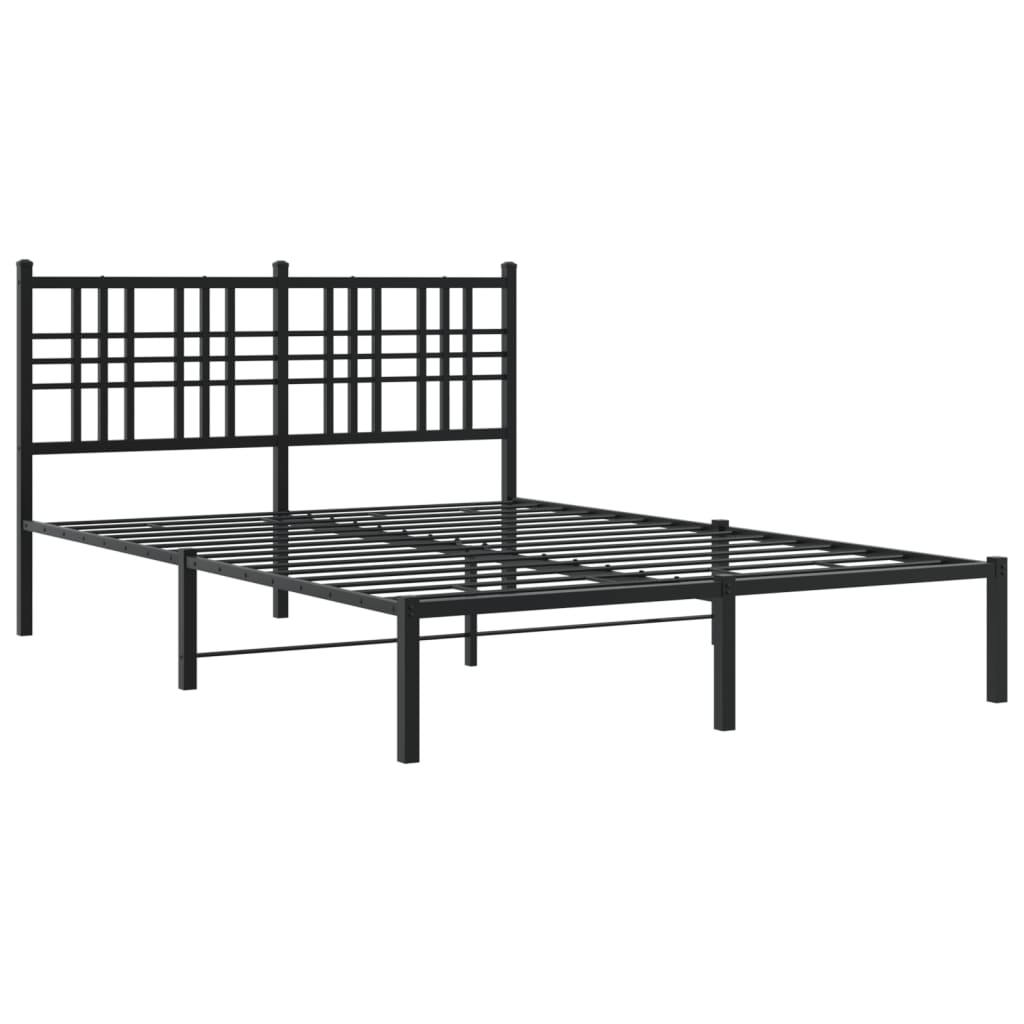 vidaXL Bedframe met hoofdbord metaal zwart 140x190 cm afbeelding