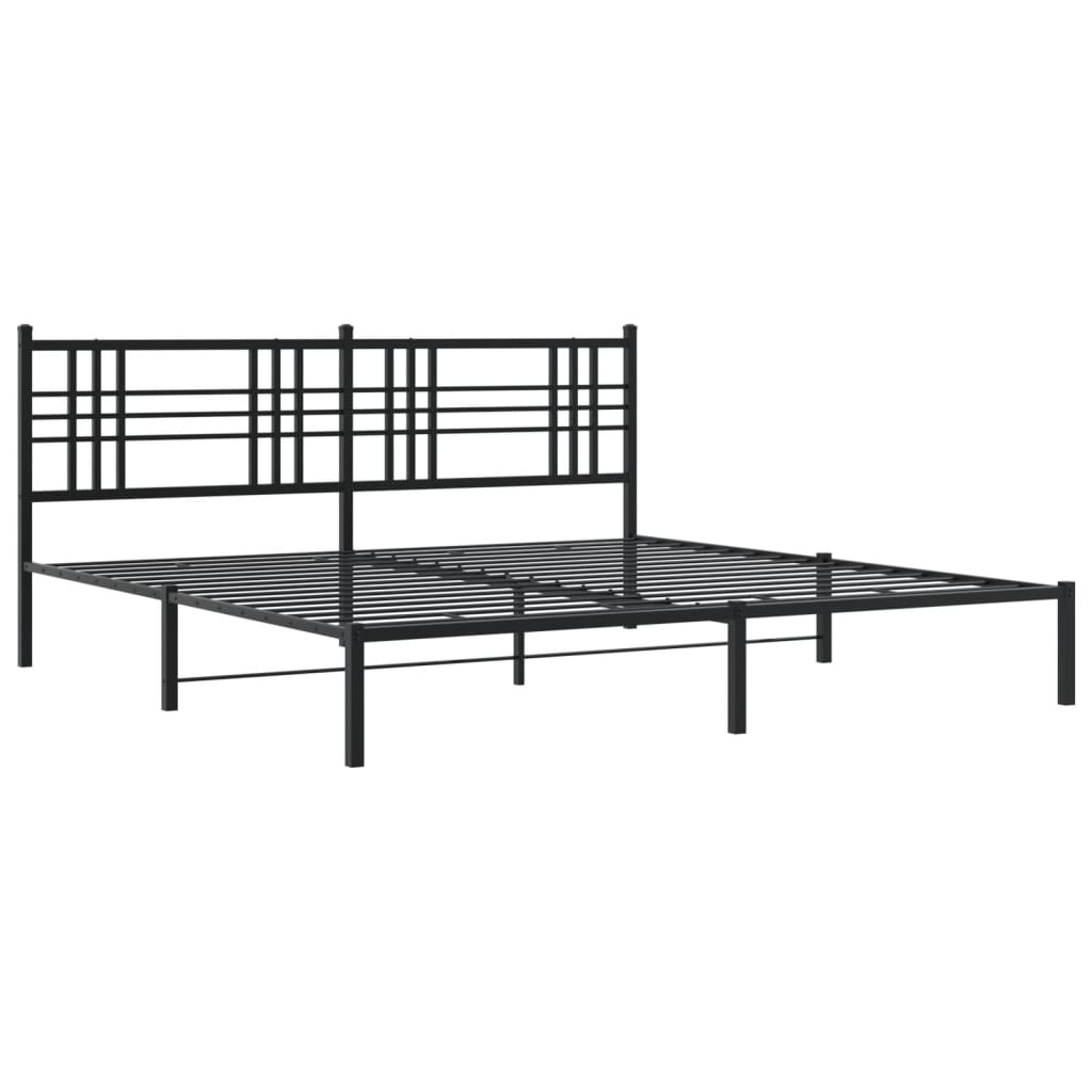 vidaXL Bedframe met hoofdbord metaal zwart 193x203 cm afbeelding