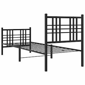 Kovový rám postele s hlavovým a nožním čelem černý 75 x 190 cm - obrázek 6