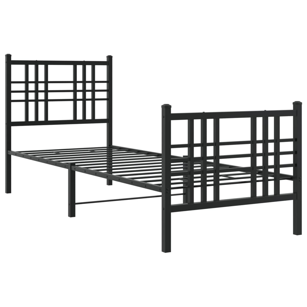 vidaXL Bedframe met hoofd- en voeteneinde metaal zwart 80x200 cm afbeelding