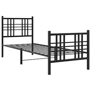Kovový rám postele s hlavovým a nožním čelem černý 80 x 200 cm - obrázek 3