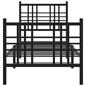 Kovový rám postele s hlavovým a nožním čelem černý 80 x 200 cm - obrázek 4
