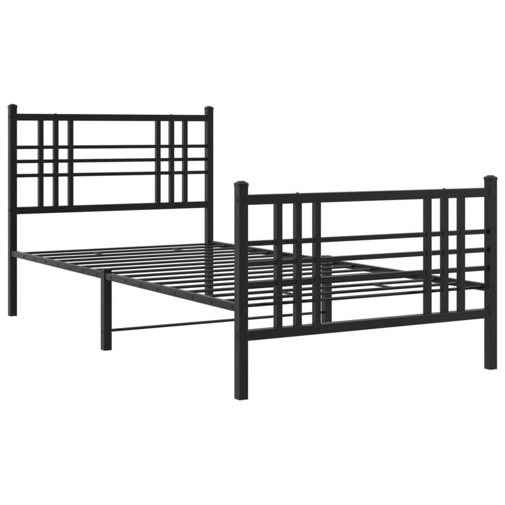 vidaXL Bedframe met hoofd- en voeteneinde metaal zwart 90x190 cm afbeelding