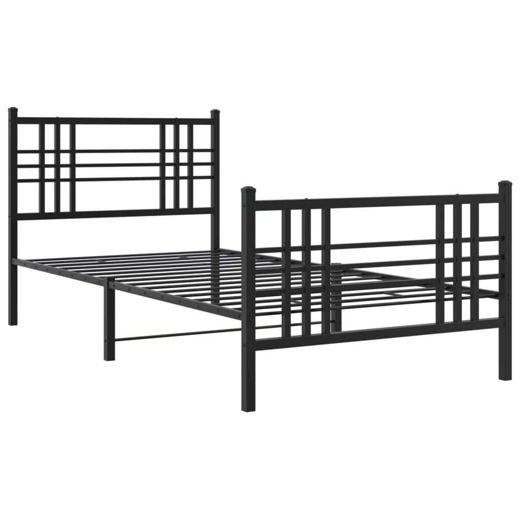 vidaXL Bedframe met hoofd- en voeteneinde metaal zwart 107x203 cm afbeelding
