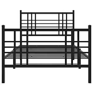 Kovový rám postele s hlavovým a nožním čelem černý 107 x 203 cm - obrázek 4