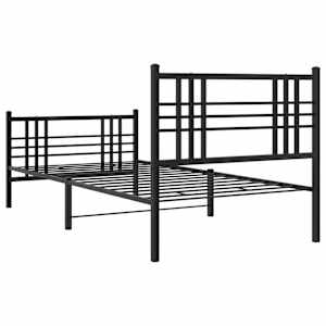 Kovový rám postele s hlavovým a nožním čelem černý 107 x 203 cm - obrázek 6