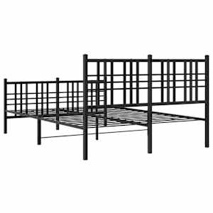 Kovový rám postele s hlavovým a nožním čelem černý 120 x 200 cm - obrázek 6
