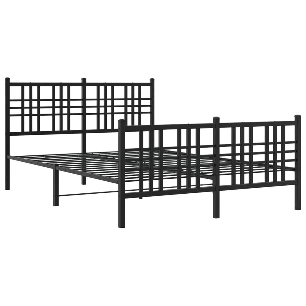 vidaXL Bedframe met hoofd- en voeteneinde metaal zwart 140x190 cm afbeelding