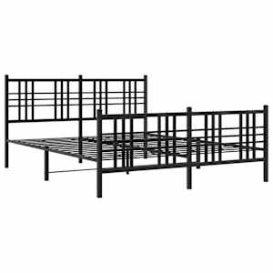 Kovový rám postele s hlavovým a nožním čelem černý 150 x 200 cm - obrázek 3