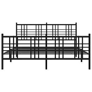 Kovový rám postele s hlavovým a nožním čelem černý 150 x 200 cm - obrázek 4