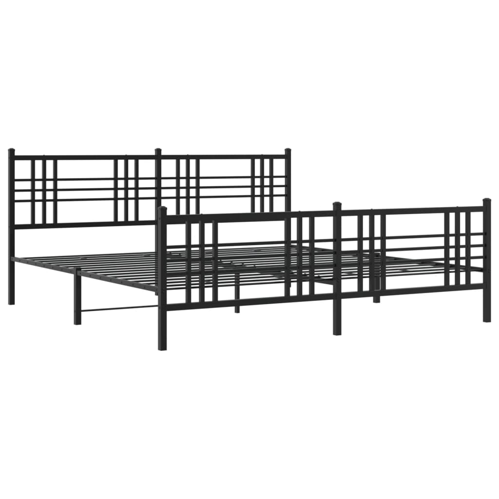 vidaXL Bedframe met hoofd- en voeteneinde metaal zwart 200x200 cm afbeelding