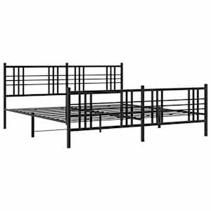 Kovový rám postele s hlavovým a nožním čelem černý 200 x 200 cm - obrázek 3