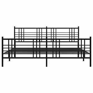 Kovový rám postele s hlavovým a nožním čelem černý 200 x 200 cm - obrázek 4