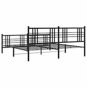 Kovový rám postele s hlavovým a nožním čelem černý 200 x 200 cm - obrázek 6