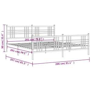 Kovový rám postele s hlavovým a nožním čelem černý 200 x 200 cm - obrázek 8