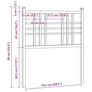 Kovové náhradní čelo postele černé 75 cm - obrázek 6