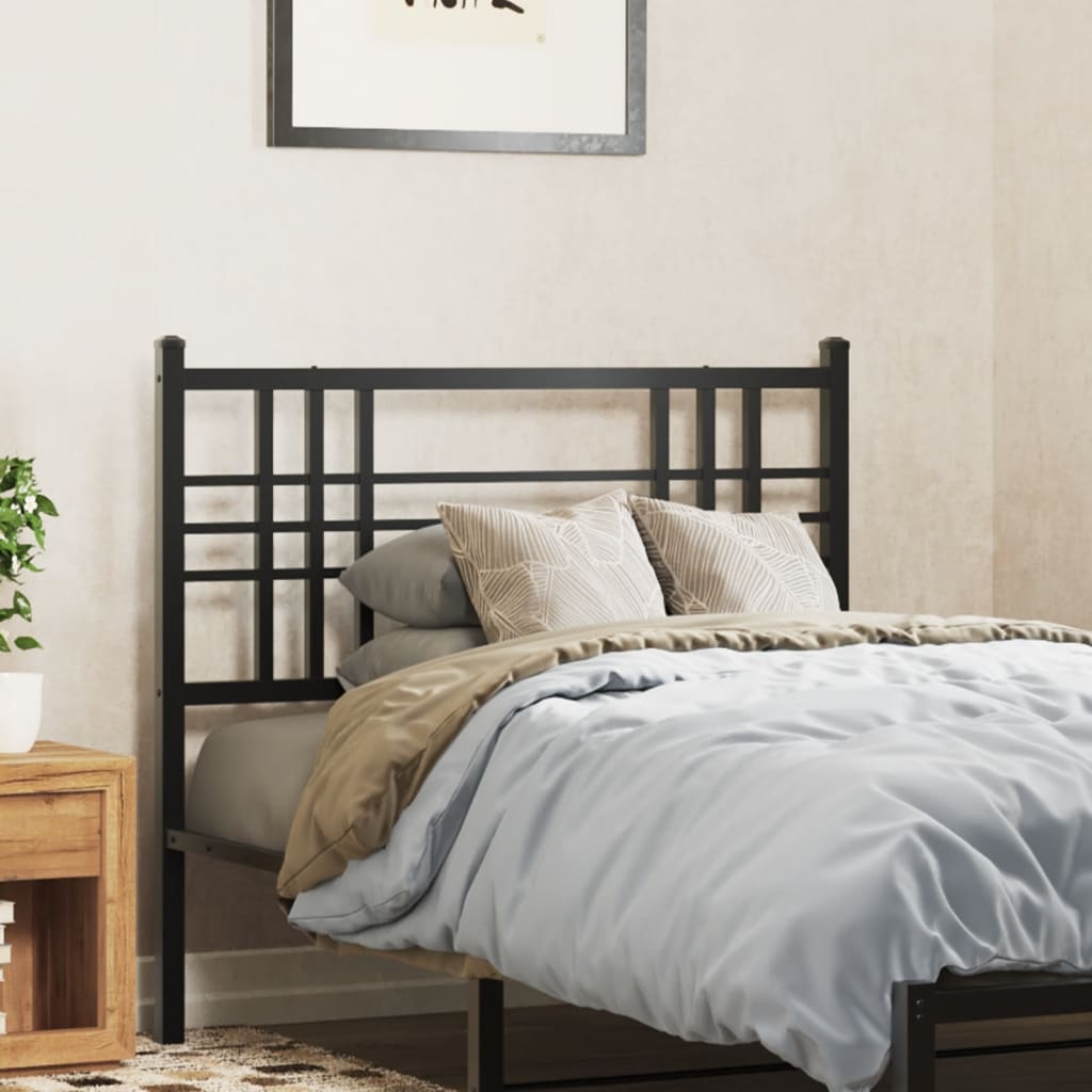 vidaXL Tăblie de pat metalică, negru, 107 cm
