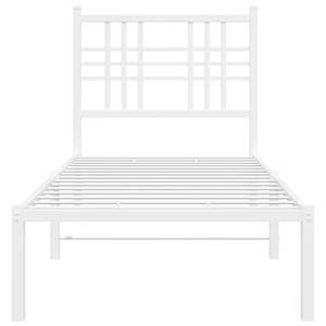 Kovový rám postele bez matrace s čelem bílý 75 x 190 cm - obrázek 4