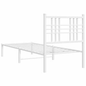 Kovový rám postele bez matrace s čelem bílý 75 x 190 cm - obrázek 6
