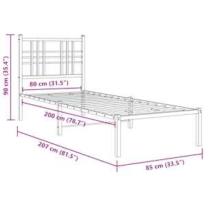 Kovový rám postele s čelem bílý 80 x 200 cm - obrázek 8