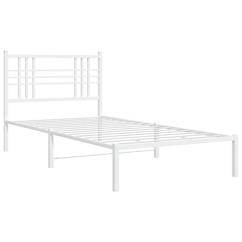 vidaXL Bedframe met hoofdbord metaal wit 100x200 cm afbeelding