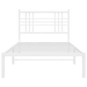 Kovový rám postele s čelem bílý 107 x 203 cm - obrázek 4