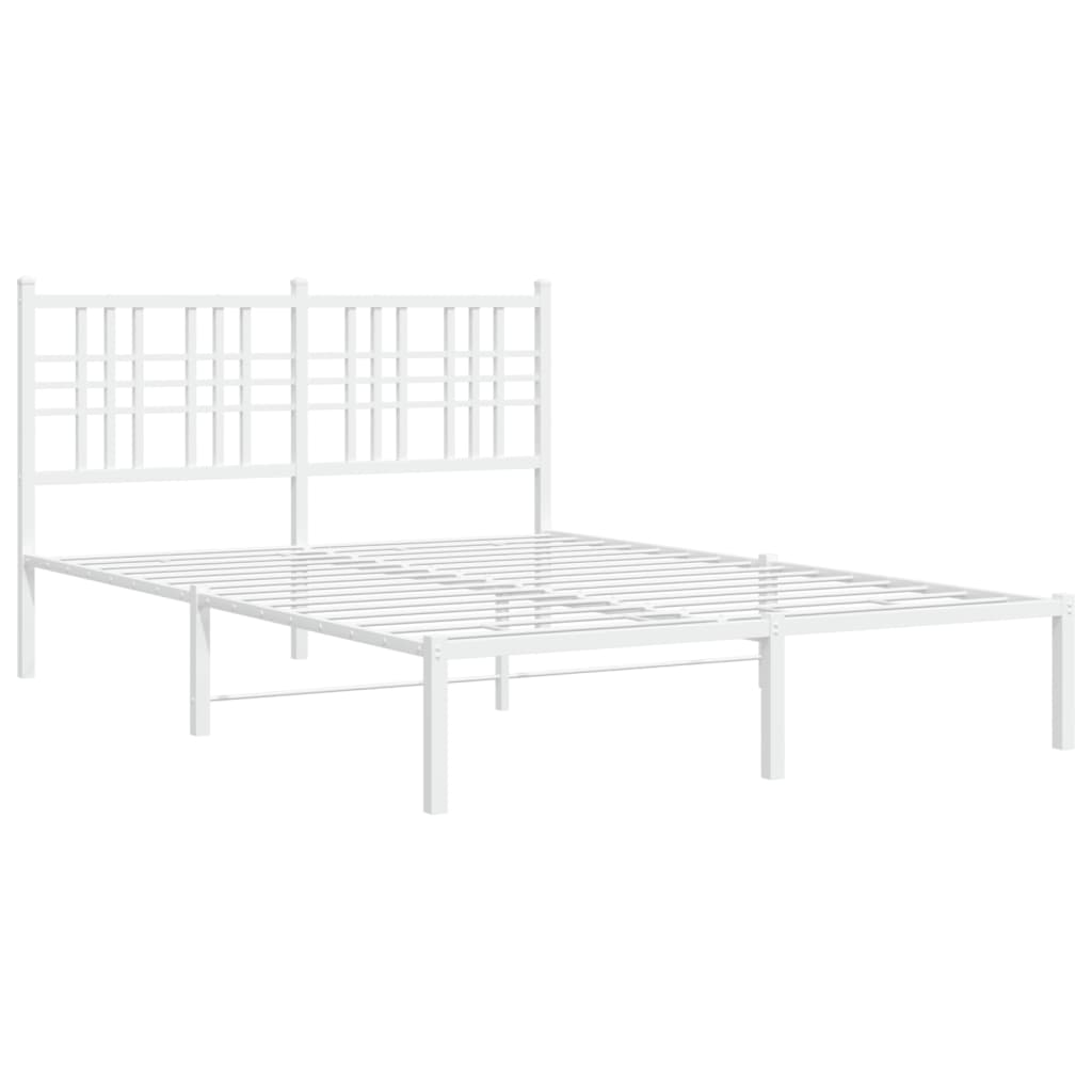 vidaXL Bedframe met hoofdbord metaal wit 120x190 cm afbeelding