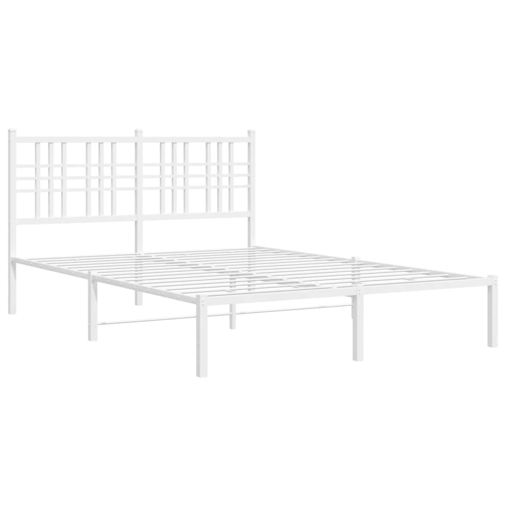vidaXL Bedframe met hoofdbord metaal wit 140x190 cm afbeelding