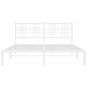 Kovový rám postele s čelem bílý 150 x 200 cm - obrázek 4