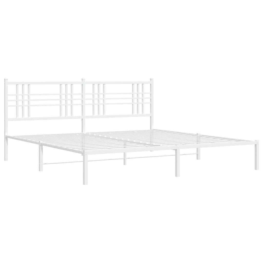 vidaXL Bedframe met hoofdbord metaal wit 193x203 cm afbeelding