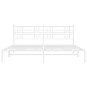 Kovový rám postele s čelem bílý 200 x 200 cm - obrázek 4