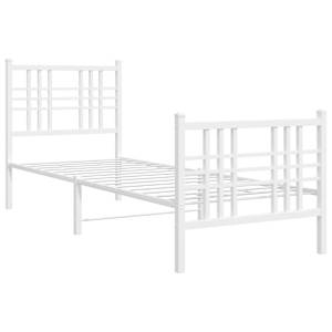 Kovový rám postele s hlavovým a nožním čelem bílý 75 x 190 cm - obrázek 3