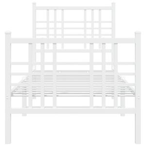 Kovový rám postele s hlavovým a nožním čelem bílý 75 x 190 cm - obrázek 4