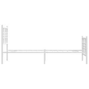 Kovový rám postele s hlavovým a nožním čelem bílý 75 x 190 cm - obrázek 5