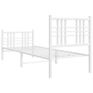 Kovový rám postele s hlavovým a nožním čelem bílý 75 x 190 cm - obrázek 6