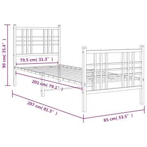Kovový rám postele s hlavovým a nožním čelem bílý 80 x 200 cm - obrázek 8