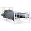 vidaXL metallist voodiraam peatsi ja jalutsiga, valge, 90 x 190 cm