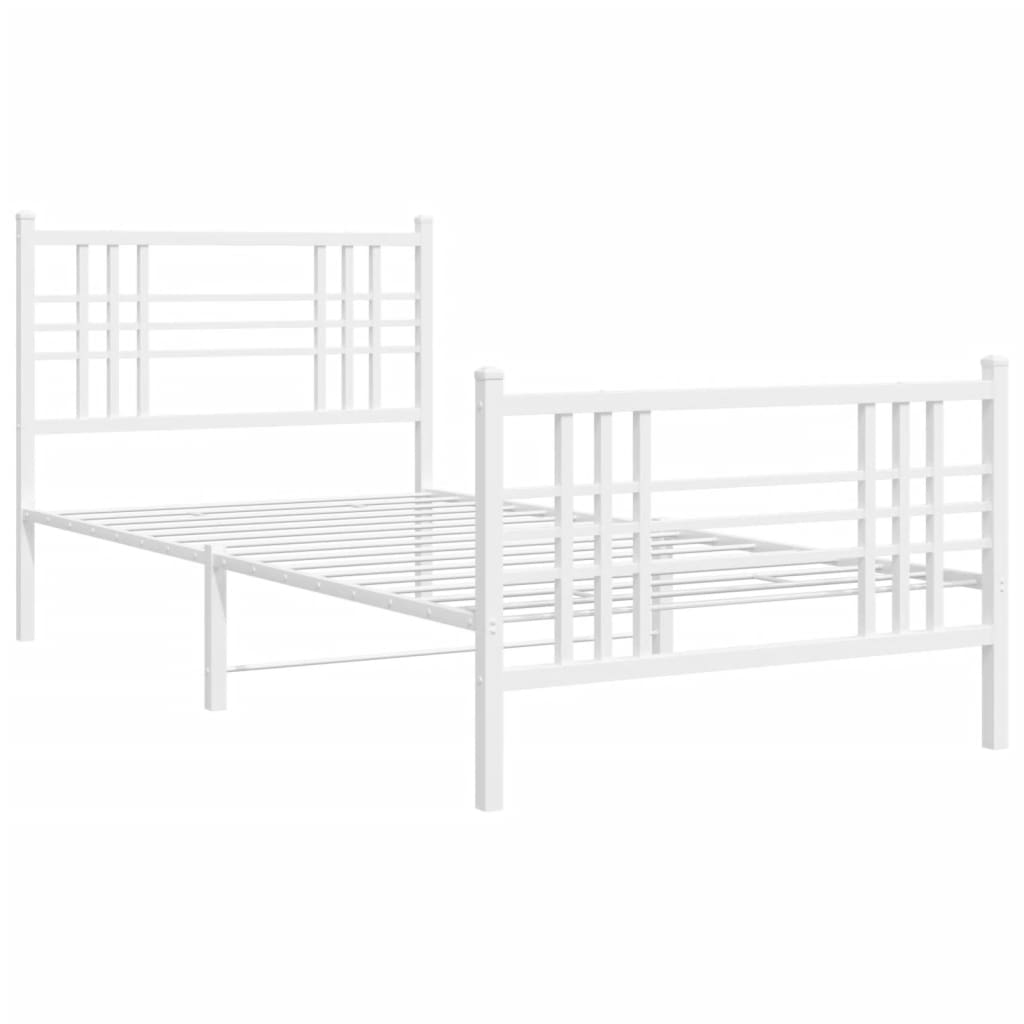 vidaXL Bedframe met hoofd- en voeteneinde metaal wit 90x200 cm afbeelding