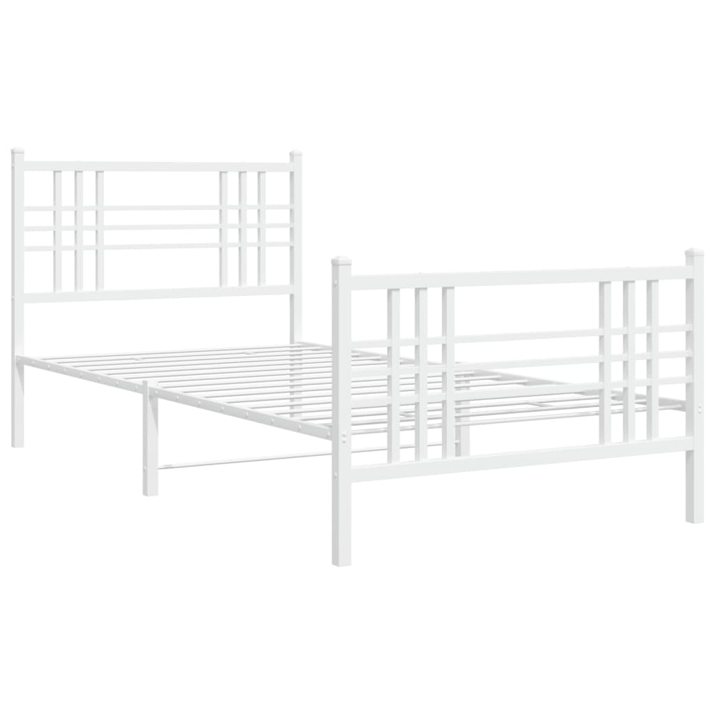 vidaXL Bedframe met hoofd- en voeteneinde metaal wit 107x203 cm afbeelding