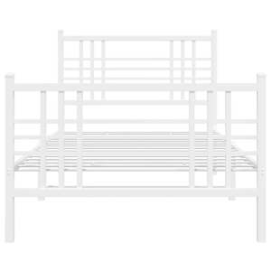Kovový rám postele s hlavovým a nožním čelem bílý 107 x 203 cm - obrázek 4