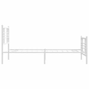 Kovový rám postele s hlavovým a nožním čelem bílý 107 x 203 cm - obrázek 5