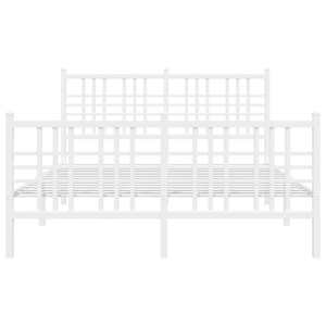 Kovový rám postele s hlavovým a nožním čelem bílý 120 x 190 cm - obrázek 4