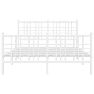 Kovový rám postele s hlavovým a nožním čelem bílý 137 x 190 cm - obrázek 4
