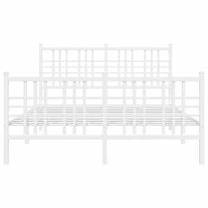 Kovový rám postele s hlavovým a nožním čelem bílý 140 x 190 cm - obrázek 4
