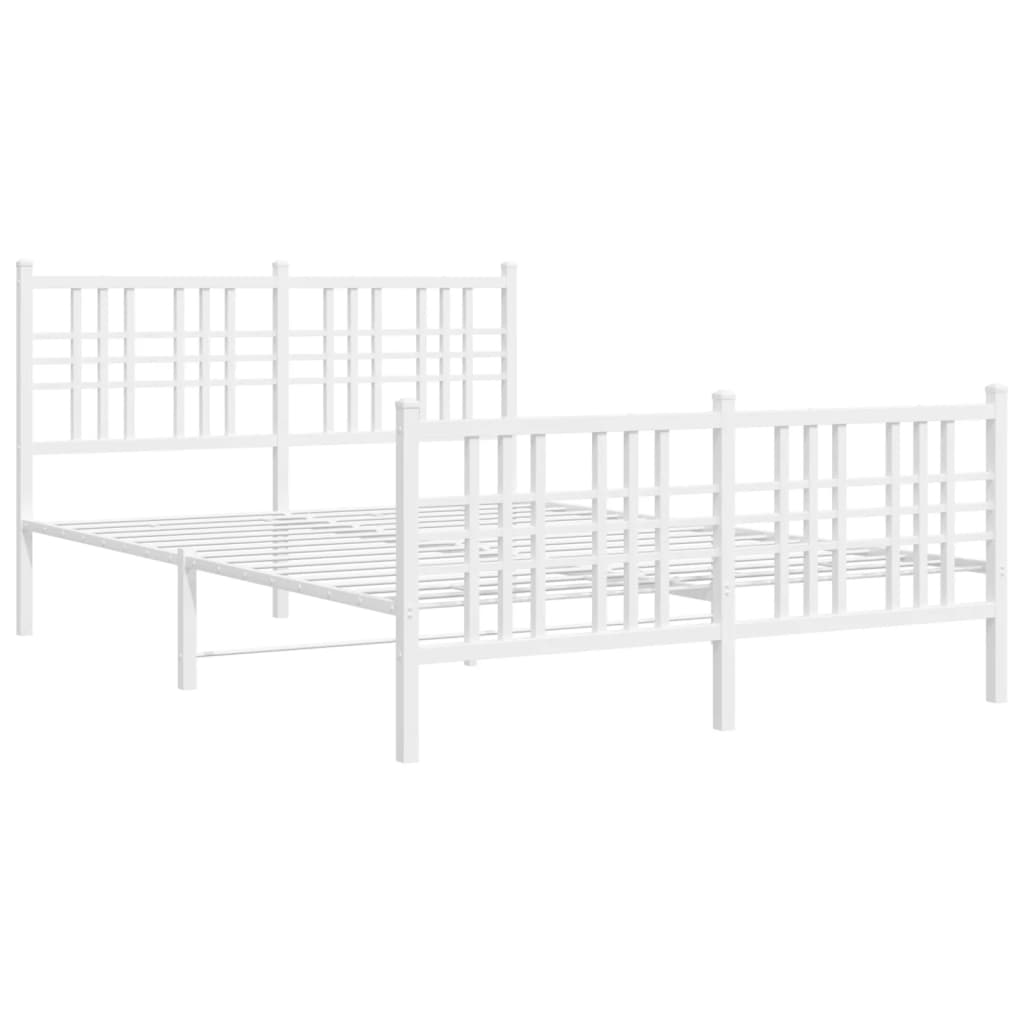 vidaXL Bedframe met hoofd- en voeteneinde metaal wit 140x200 cm afbeelding