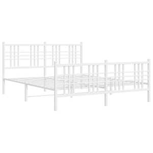 Kovový rám postele s hlavovým a nožním čelem bílý 150 x 200 cm - obrázek 3
