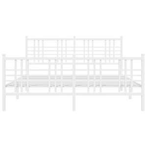 Kovový rám postele s hlavovým a nožním čelem bílý 150 x 200 cm - obrázek 4